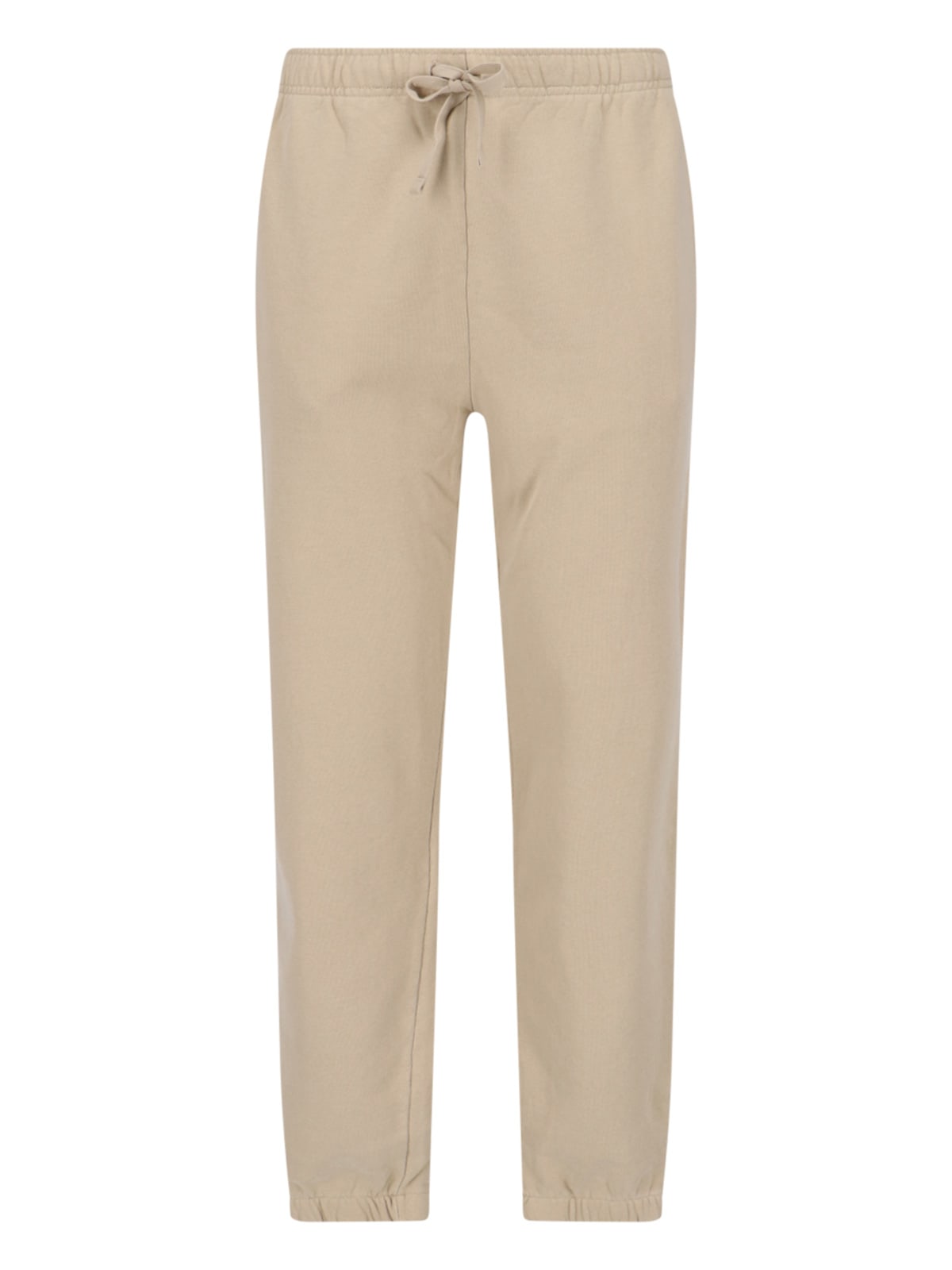 Polo Ralph Lauren Straight Leg Trousers With Elastic Waistband And Cuffs In Beige
