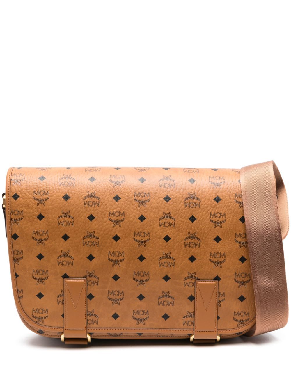 Shop Mcm Aren Vi Messenger Medium In Cognac