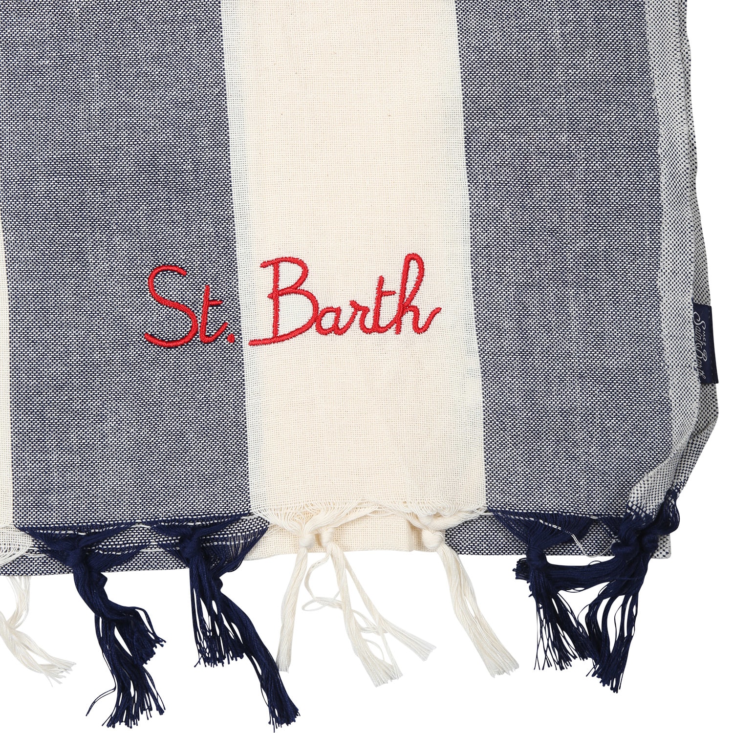 Shop Mc2 Saint Barth Blue Beach Towel For Kids With Logo