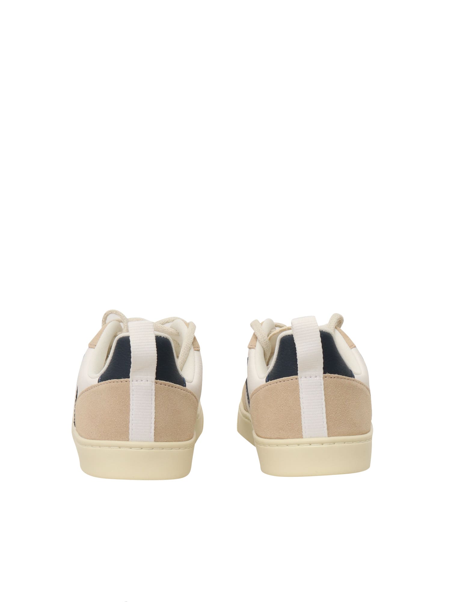 Veja V-10 Suede-trimmed Leather Sneakers In White