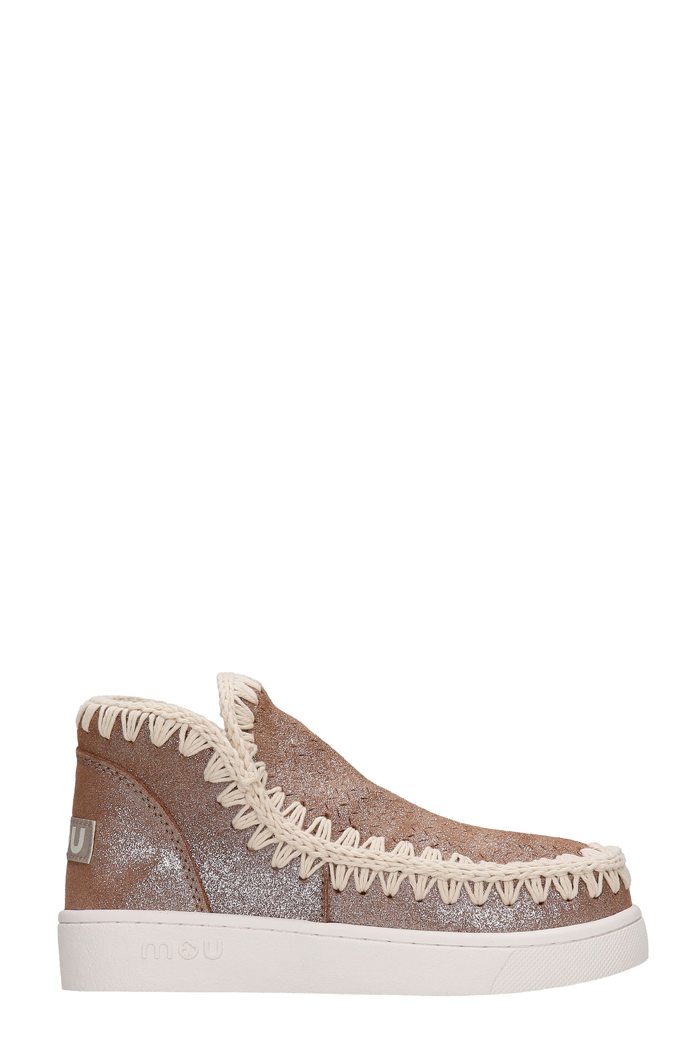 Mou Summer Eskimo Low Heels Ankle Boots In Rose-pink Leather