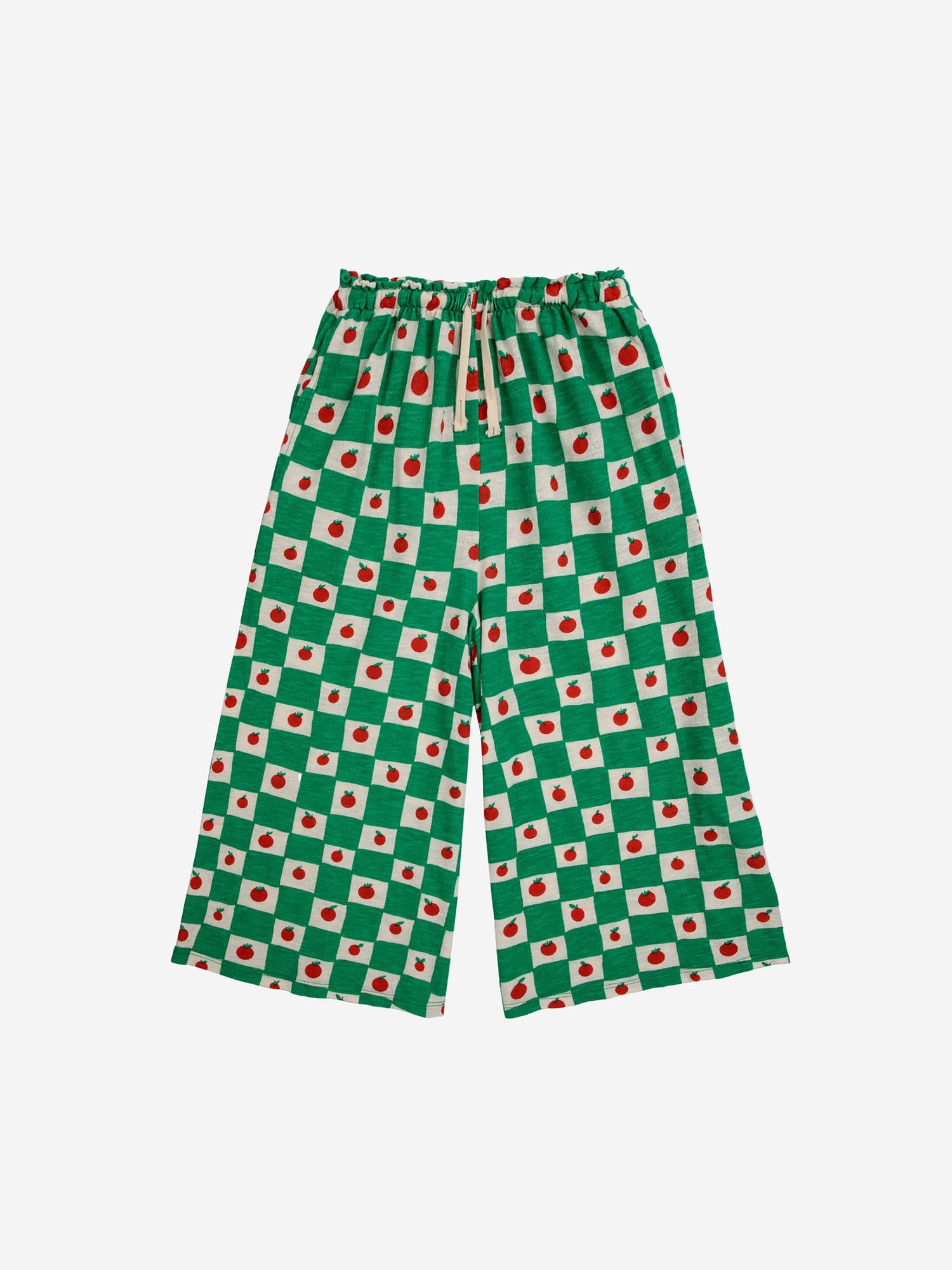 Bobo Choses Kids' Green Trousers For Girl With All-over Multicolor Pattern