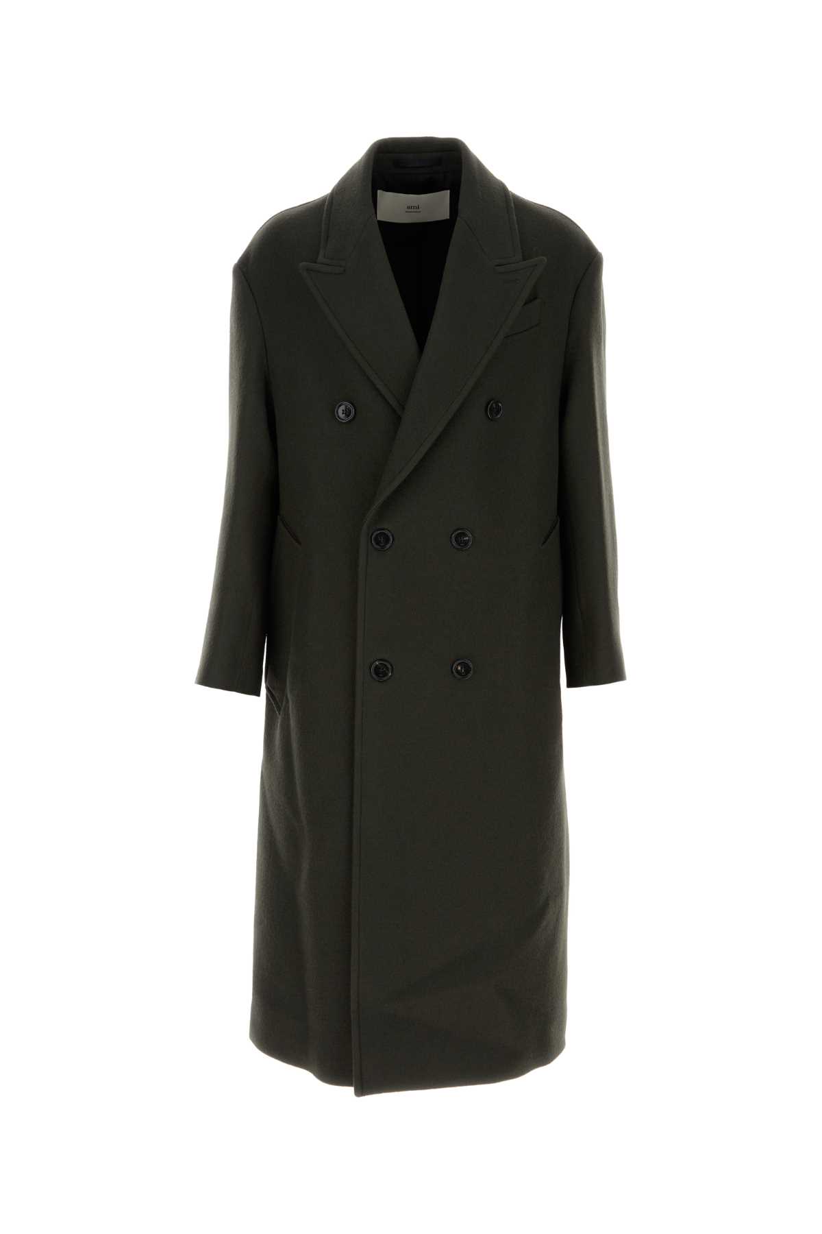 Ami Alexandre Mattiussi Ami Paris Anthracite Grey Double-breasted Wool Coat Men In Gray