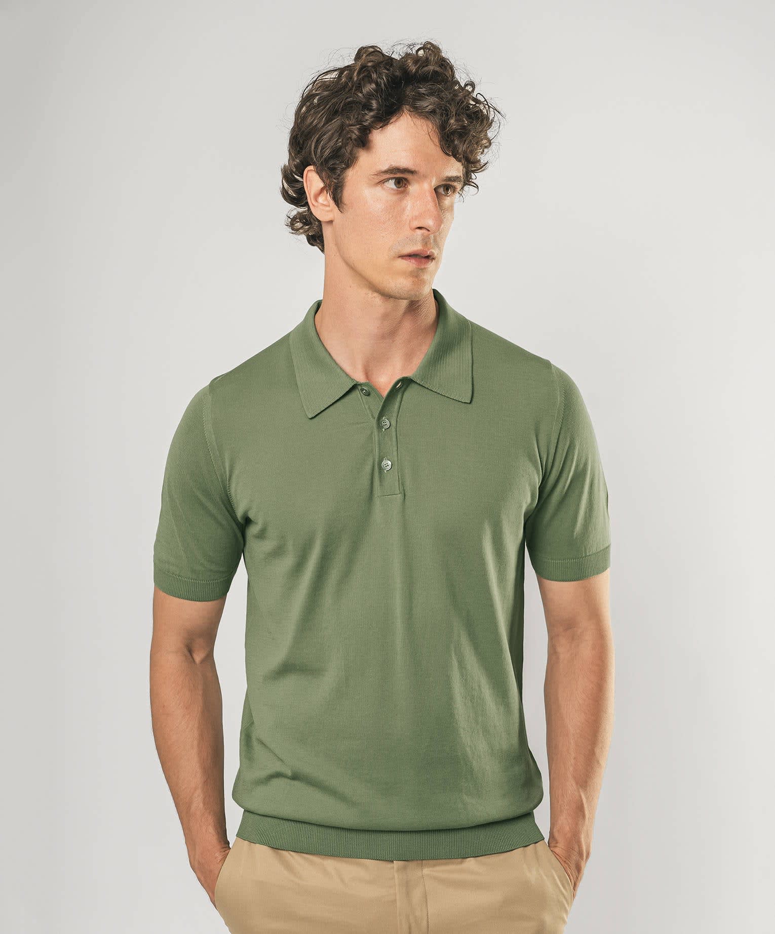 Larusmiani Ischia Polo Sweater In Olive
