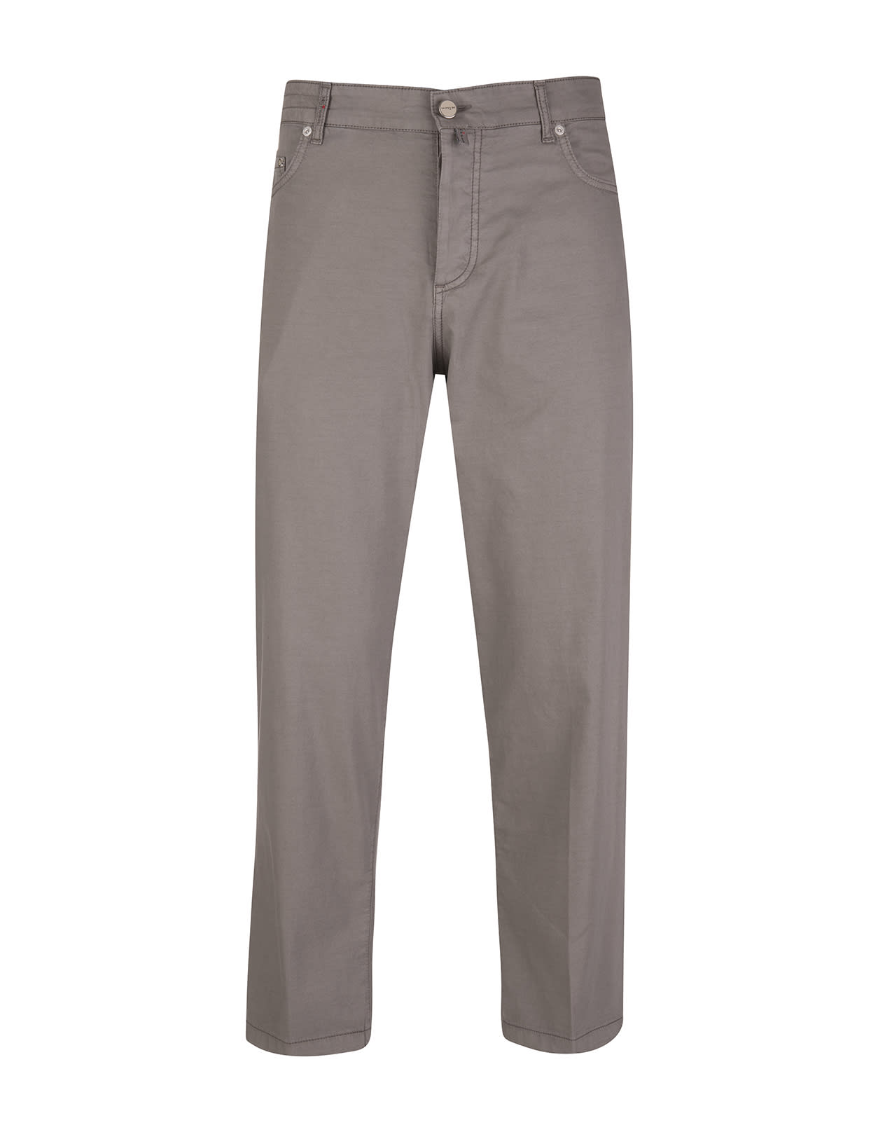 Kiton Man Carrot Fit Jeans In Taupe Cotton