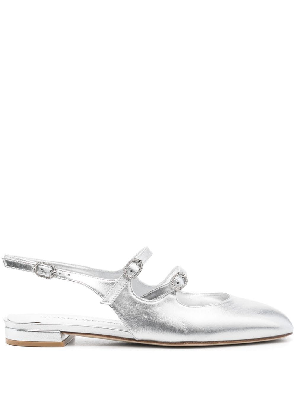 Shop Stuart Weitzman Claris Mj Slingback In Slv Silver