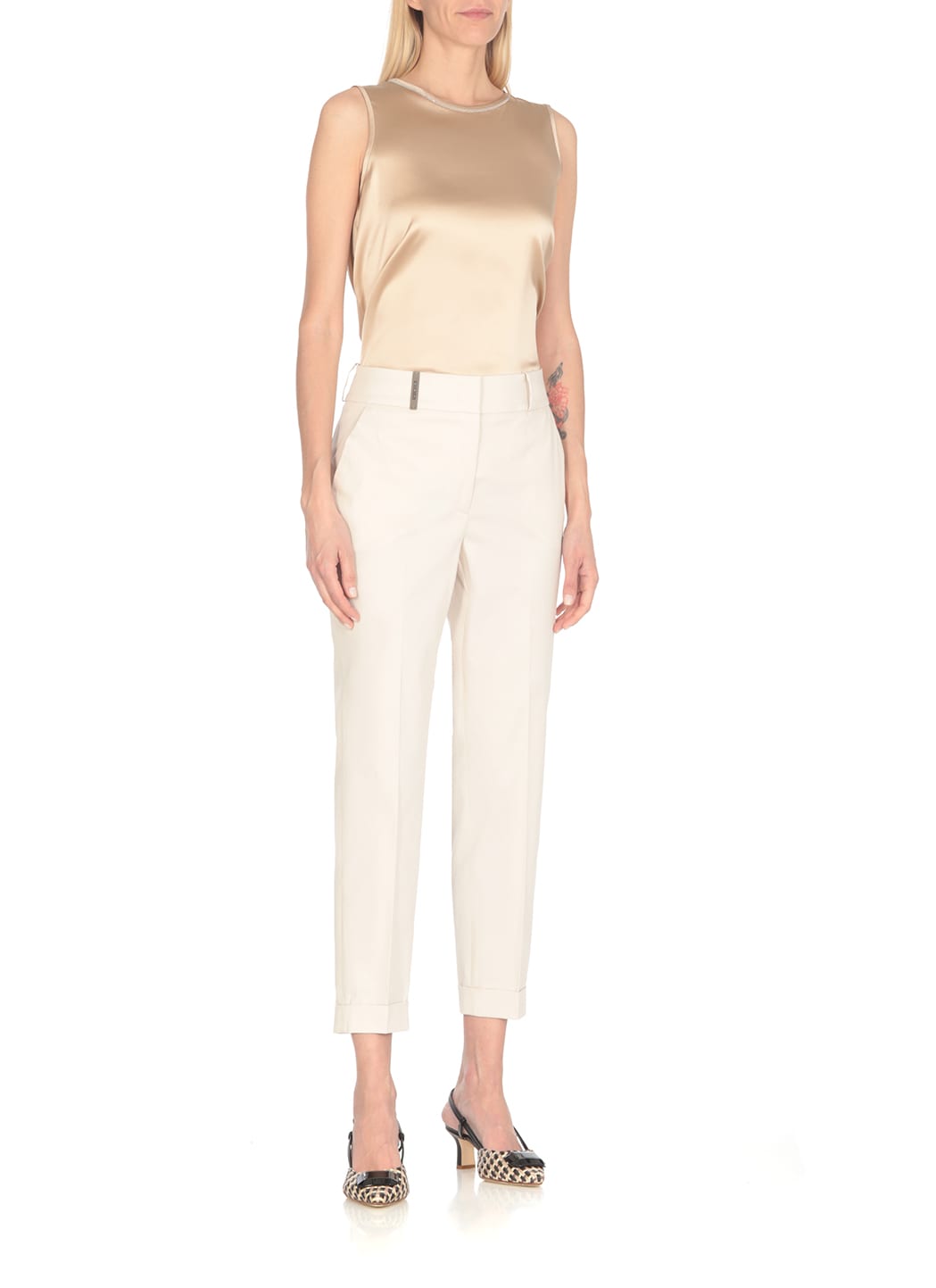 Shop Peserico Cotton Pants In Neutrals