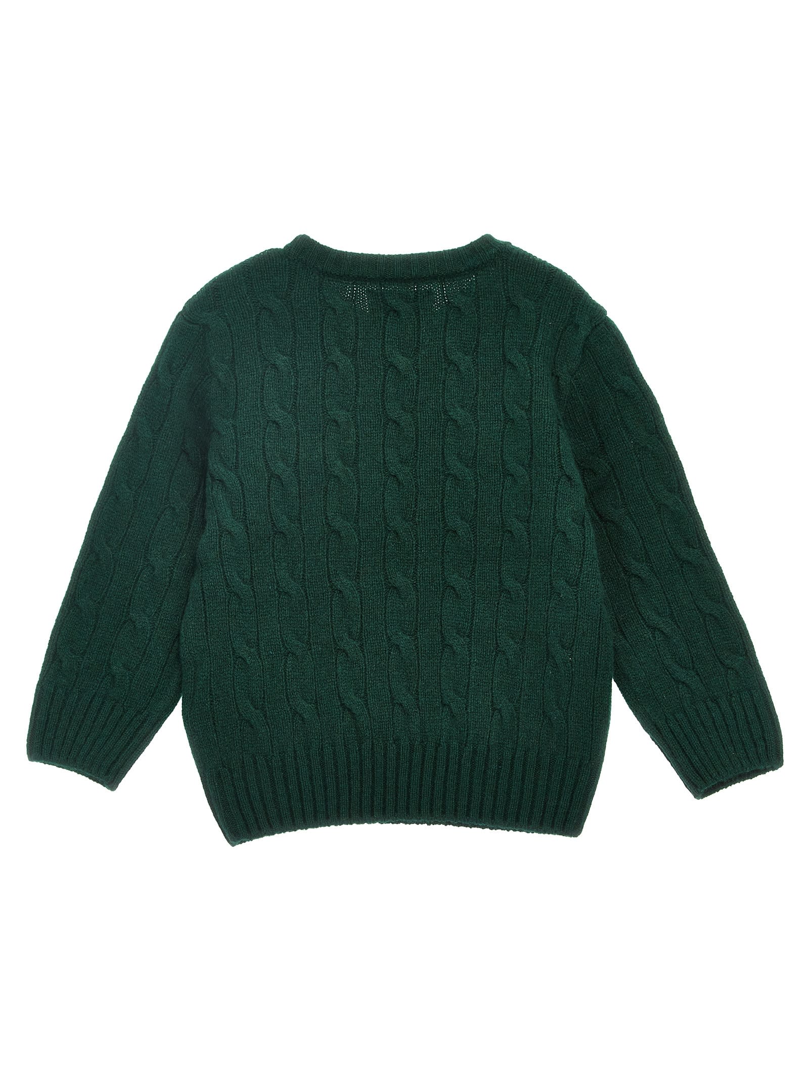 Shop Polo Ralph Lauren Logo Embroidery Sweater In Green