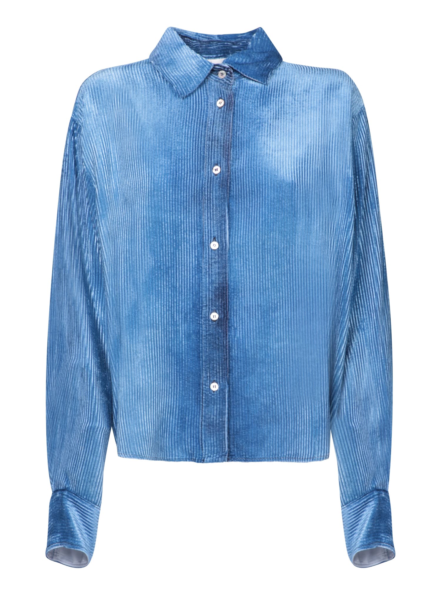 Shop Forte Forte Blue Degradã© Velvet Denim Shirt