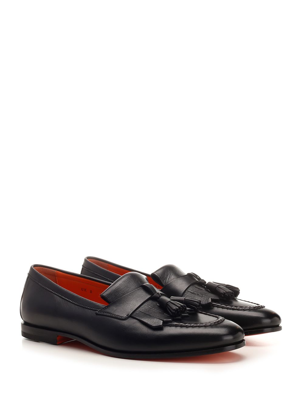 Shop Santoni Black Penny Loafer