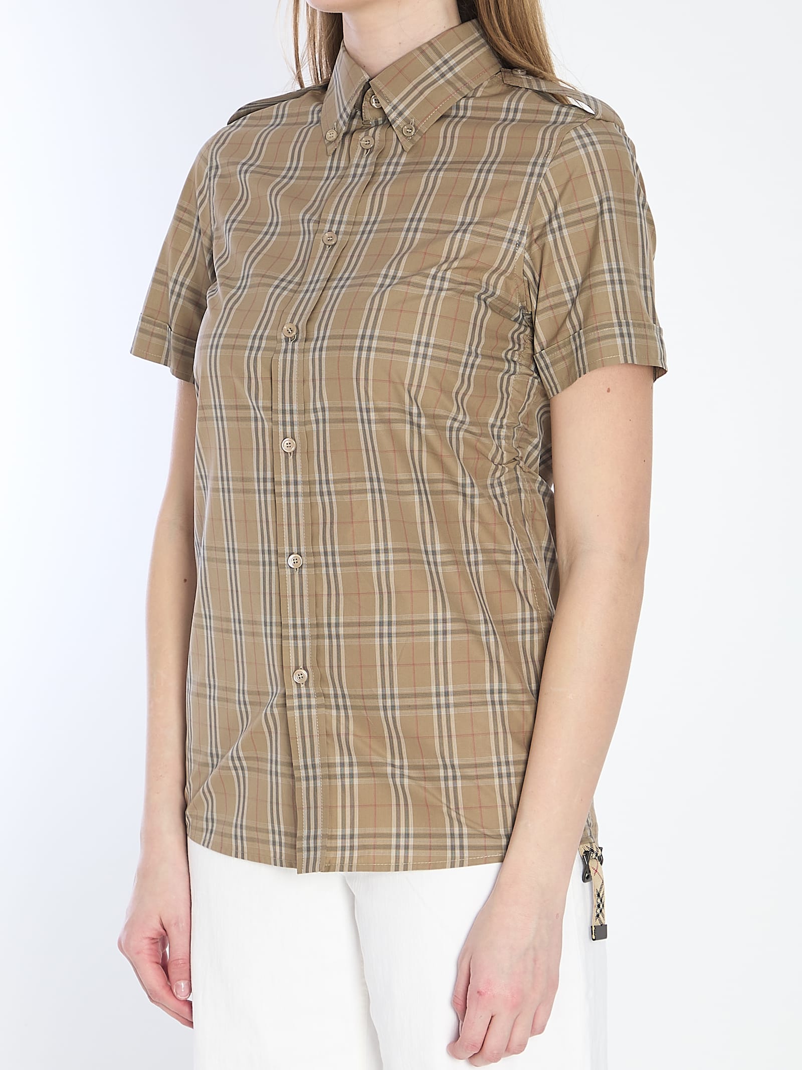 Shop Burberry Check Shirt In Brown