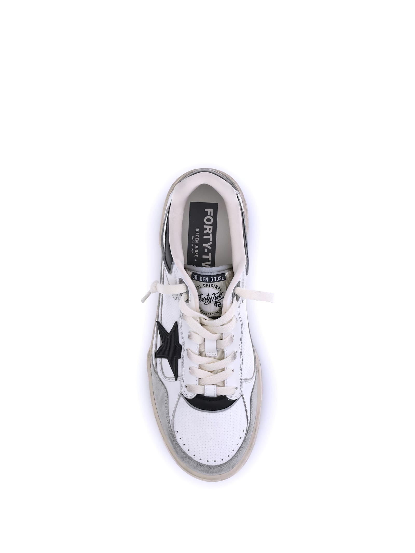 Golden Goose Forty 2 Sneakers In White Leather And Fabric In Multi