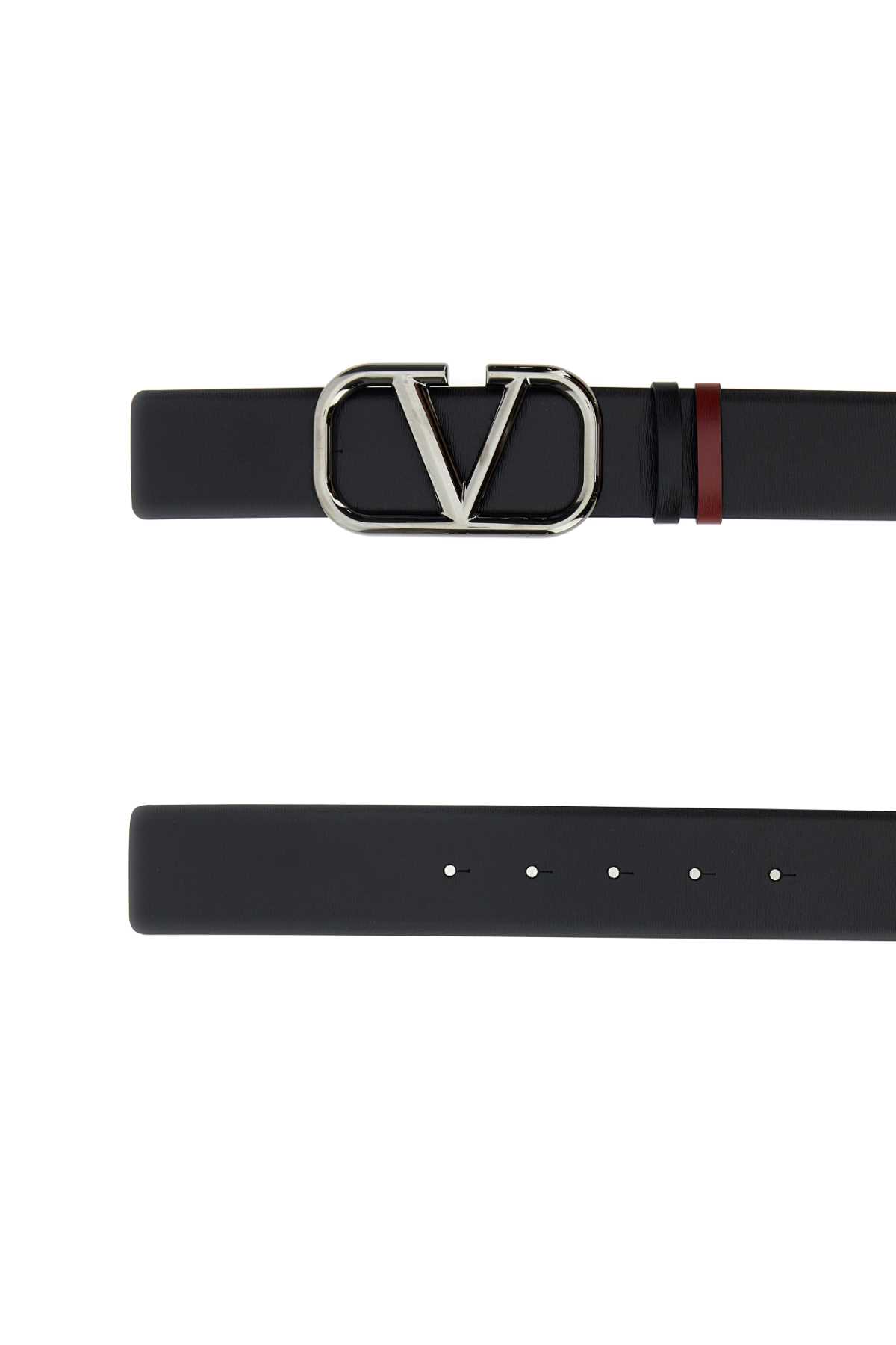 Shop Valentino Black Leather Vlogo Signature Belt In 00b