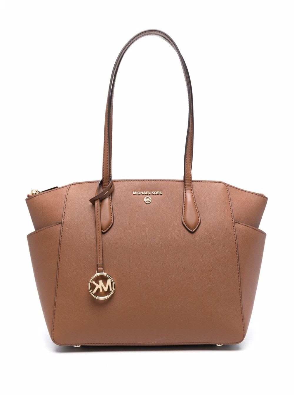 MICHAEL Michael Kors M Michael Kors Womans Marilyn Brown Leather Shoulder Bag With Logo
