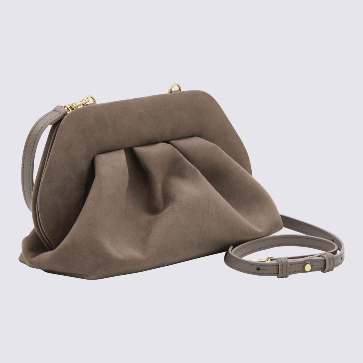 Themoirè Beige Tia Suede Cluthes In Brown