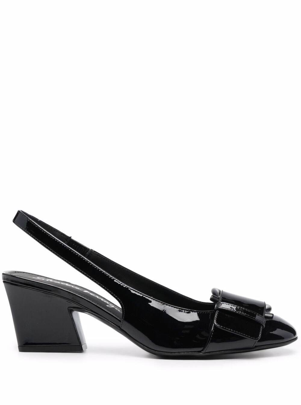 Salvatore Ferragamo Womans Briget Black Patent Leather Sandals