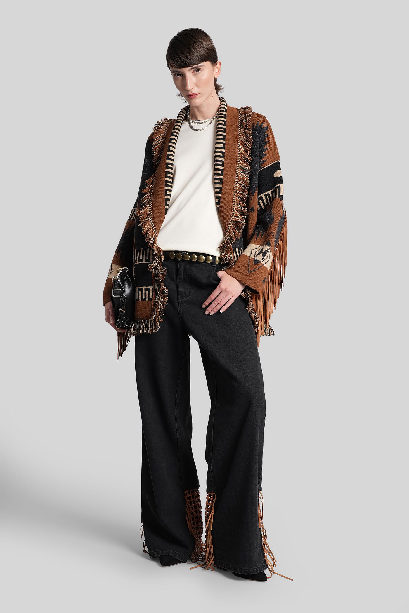 Alanui Cardigan In Multicolor Wool In Multi