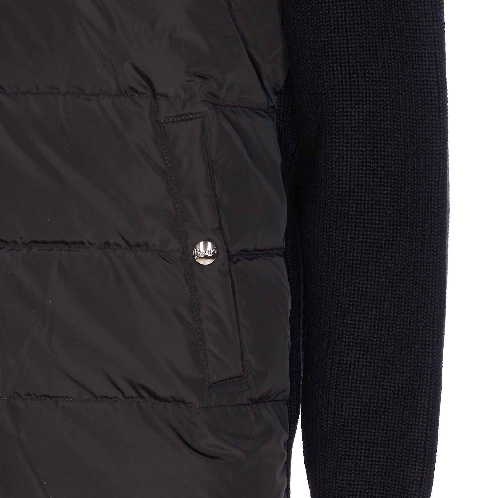 Herno Knitted And Padded Cardigan In Black