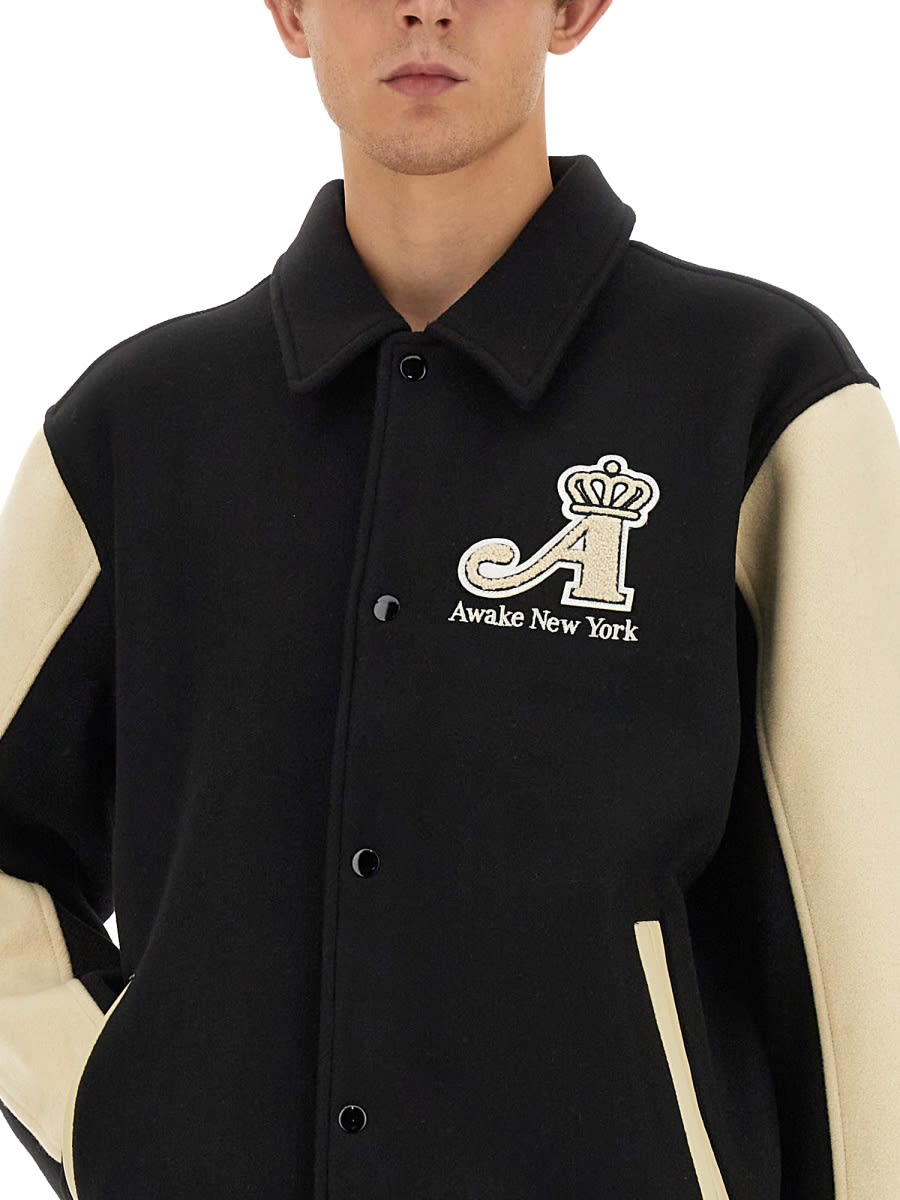 Shop Awake Ny Varsity Jacket With Logo In Black