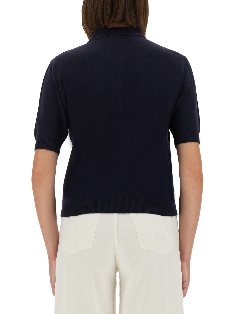 Moschino Knitwear Polo Collar Short Sleeves In Blue