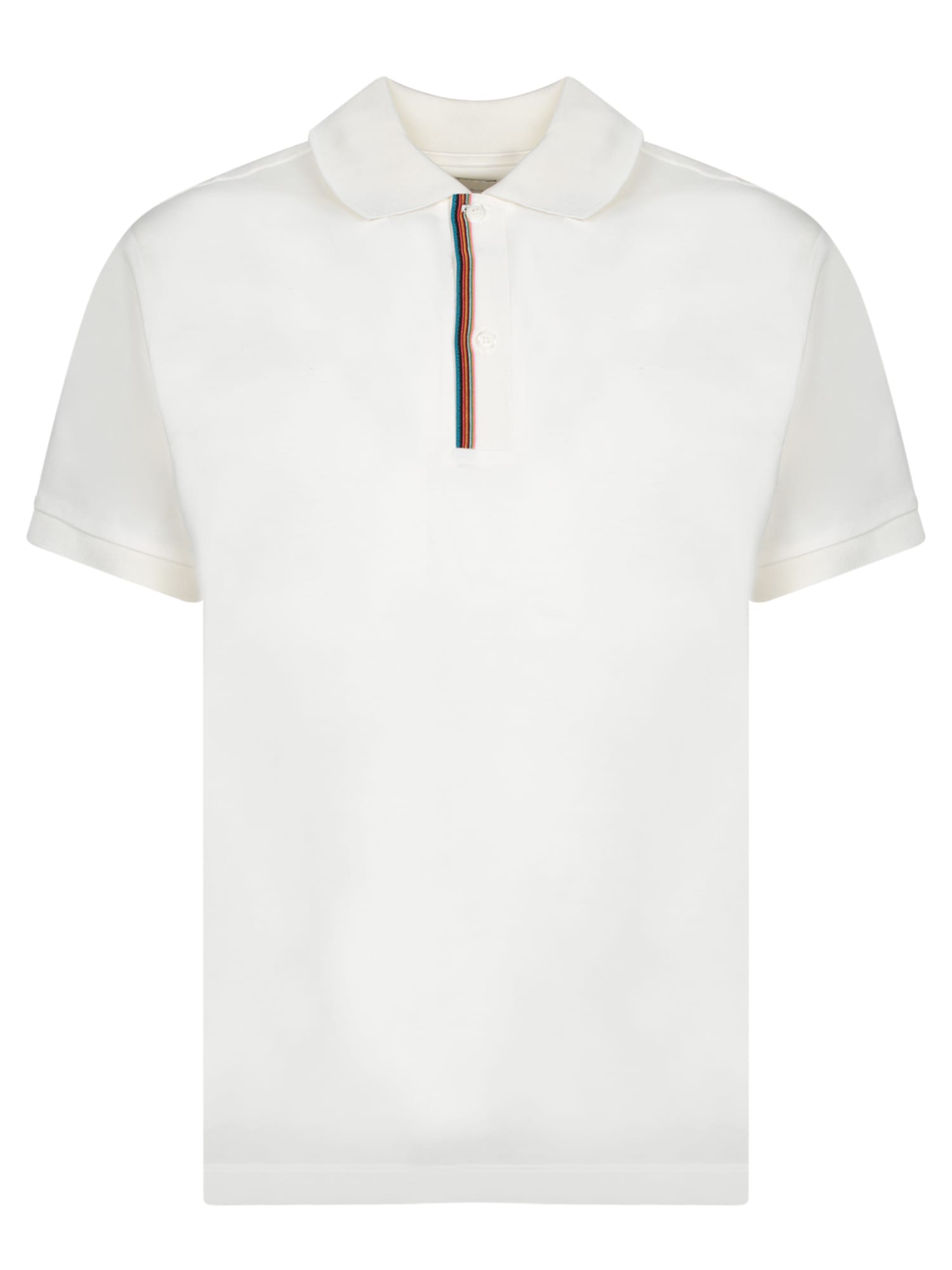 Shop Paul Smith White Cotton Polo With Stripe Details