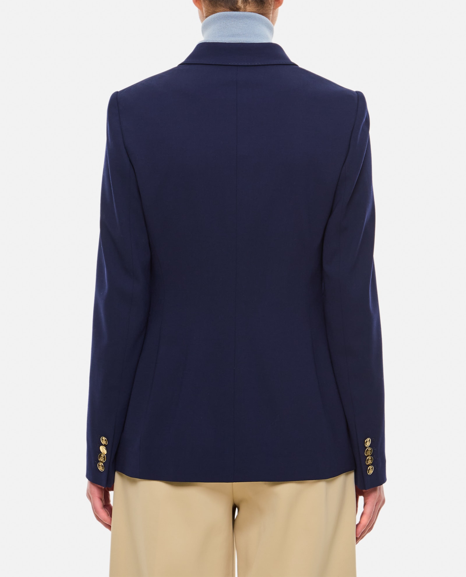 Shop Ralph Lauren Camden Wool Gabardine Double-breasted Jacket In Blue