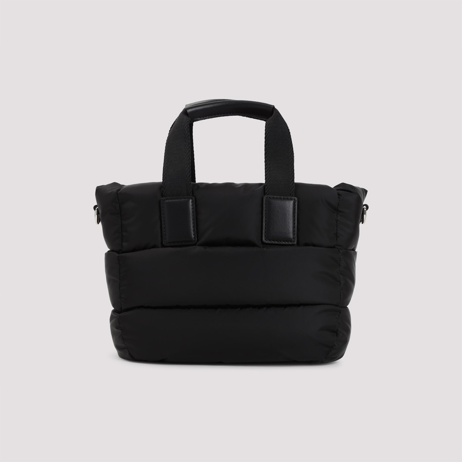 Moncler Mini Caradoc Black Polyamide Tote Bag In Black