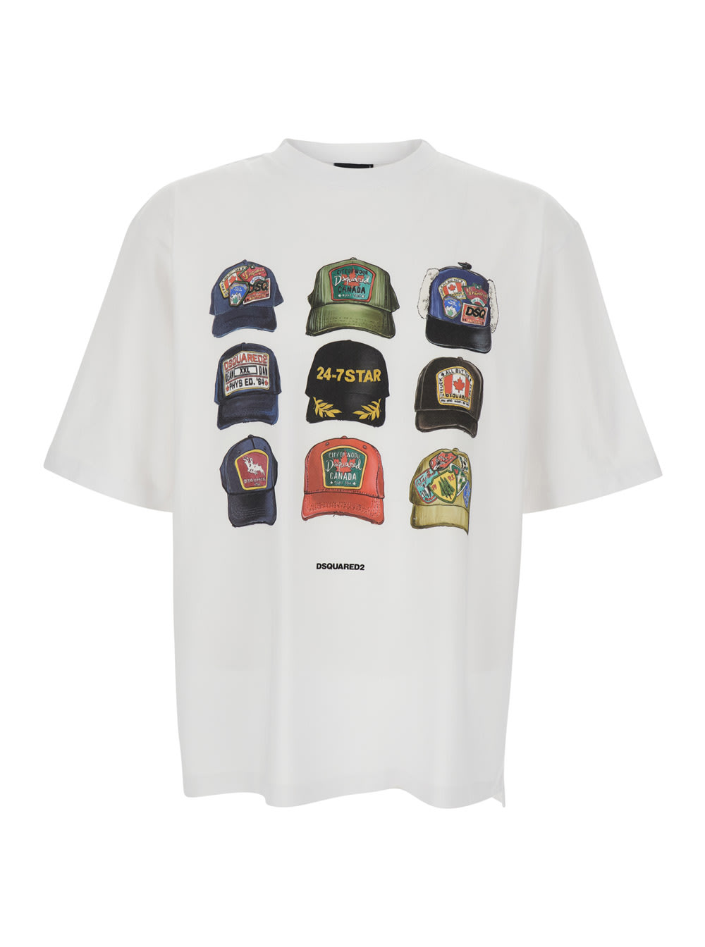 Dsquared2 White T-shirt With Front Print And Back Logo In Cotton Man