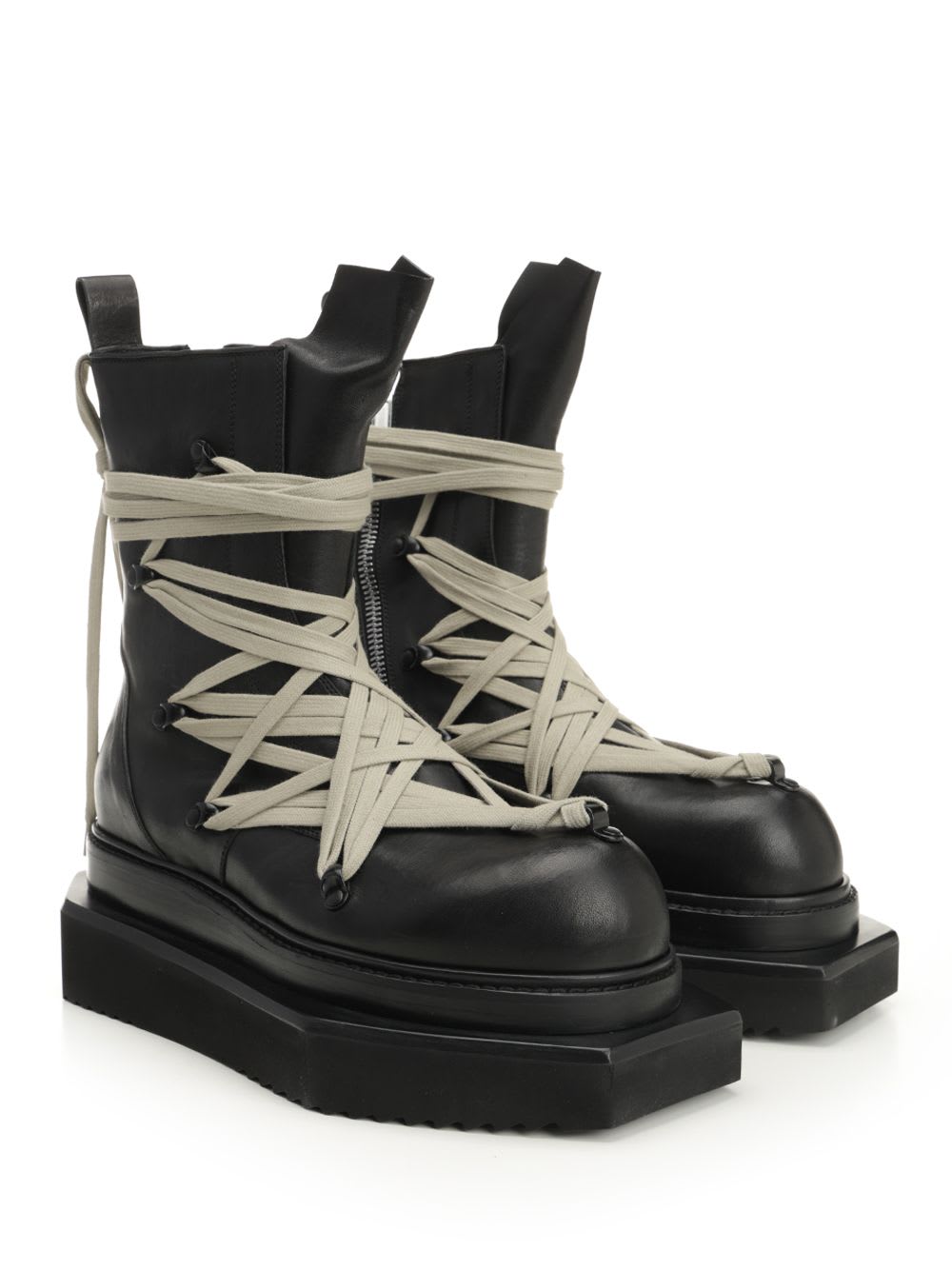 Rick Owens Black Concordians Megalace Turbo Cyclops Boots In Black