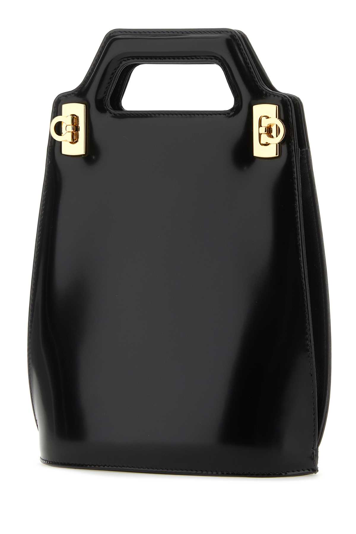 Shop Ferragamo Black Leather Mini Wanda Handbag In Nero
