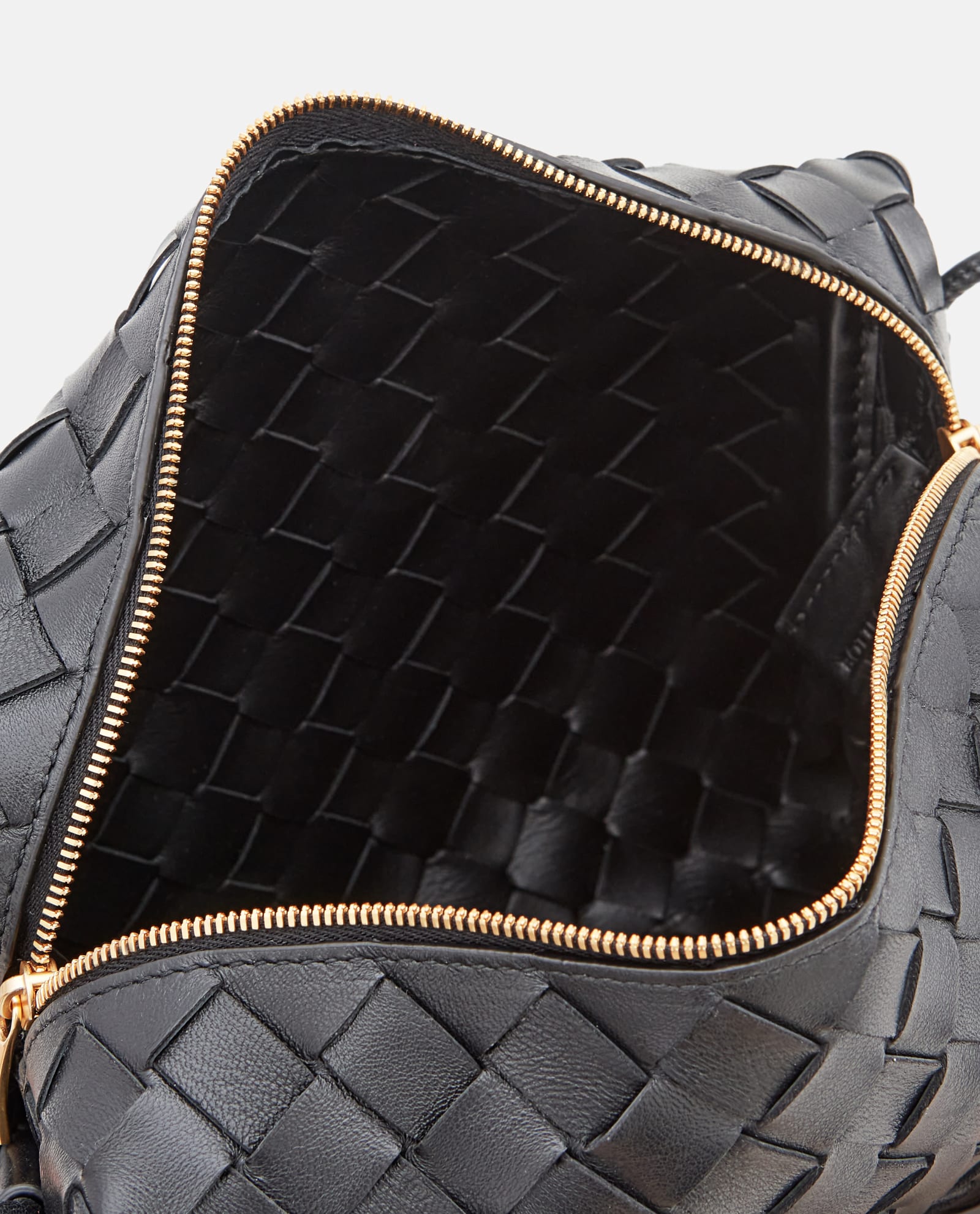 Shop Bottega Veneta Small Loop Leather Camera Bag In Black