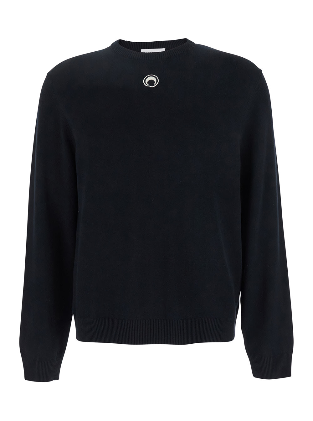 Marine Serre 'lune Logo' Crew Neck Sweater In Black