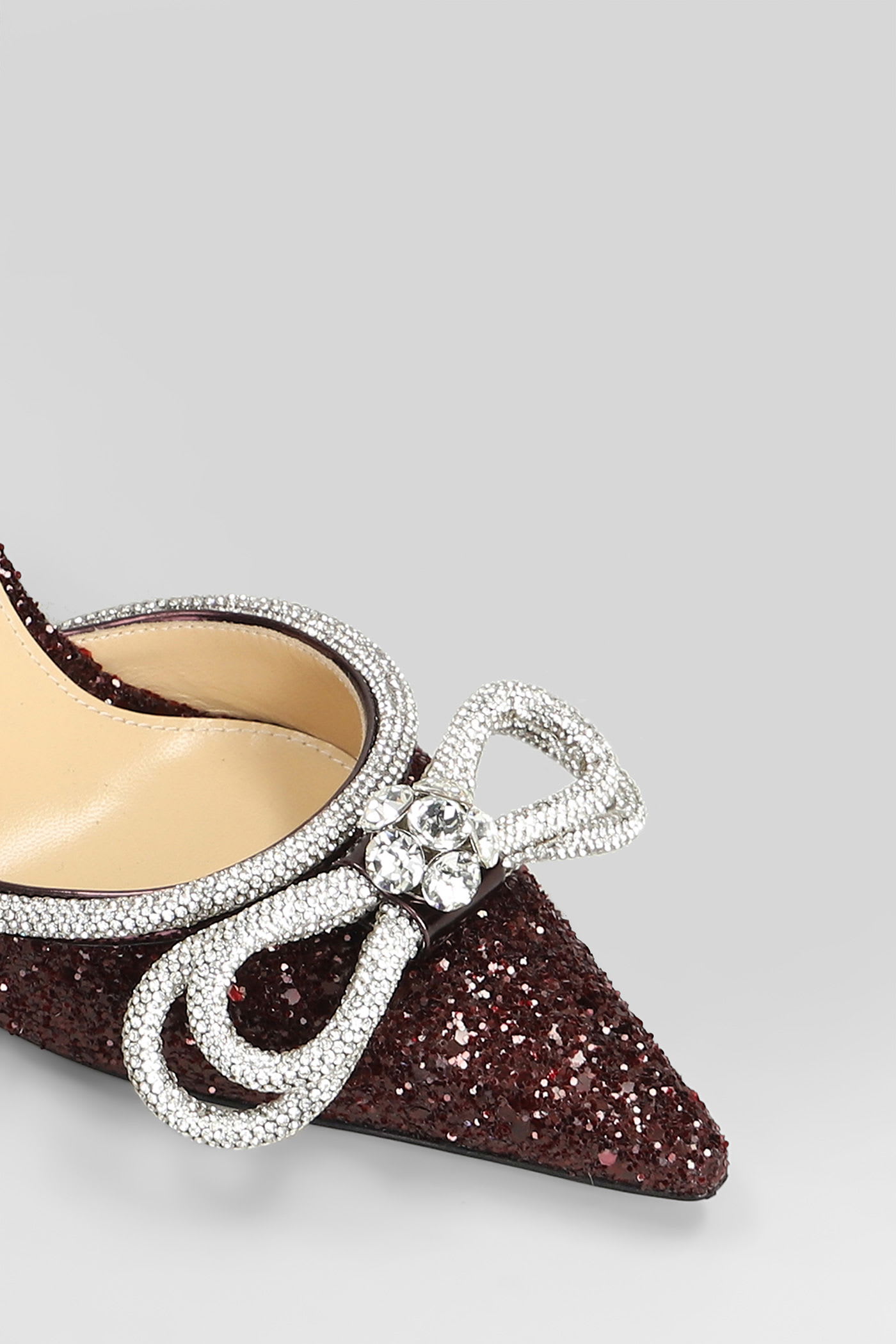 Mach & Mach Pumps In Bordeaux Glitter In Burgundy