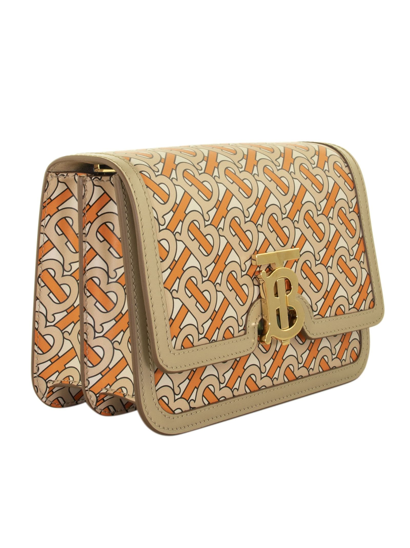 Burberry Burberry Small Monogram Print Leather Tb Bag Bright Orange