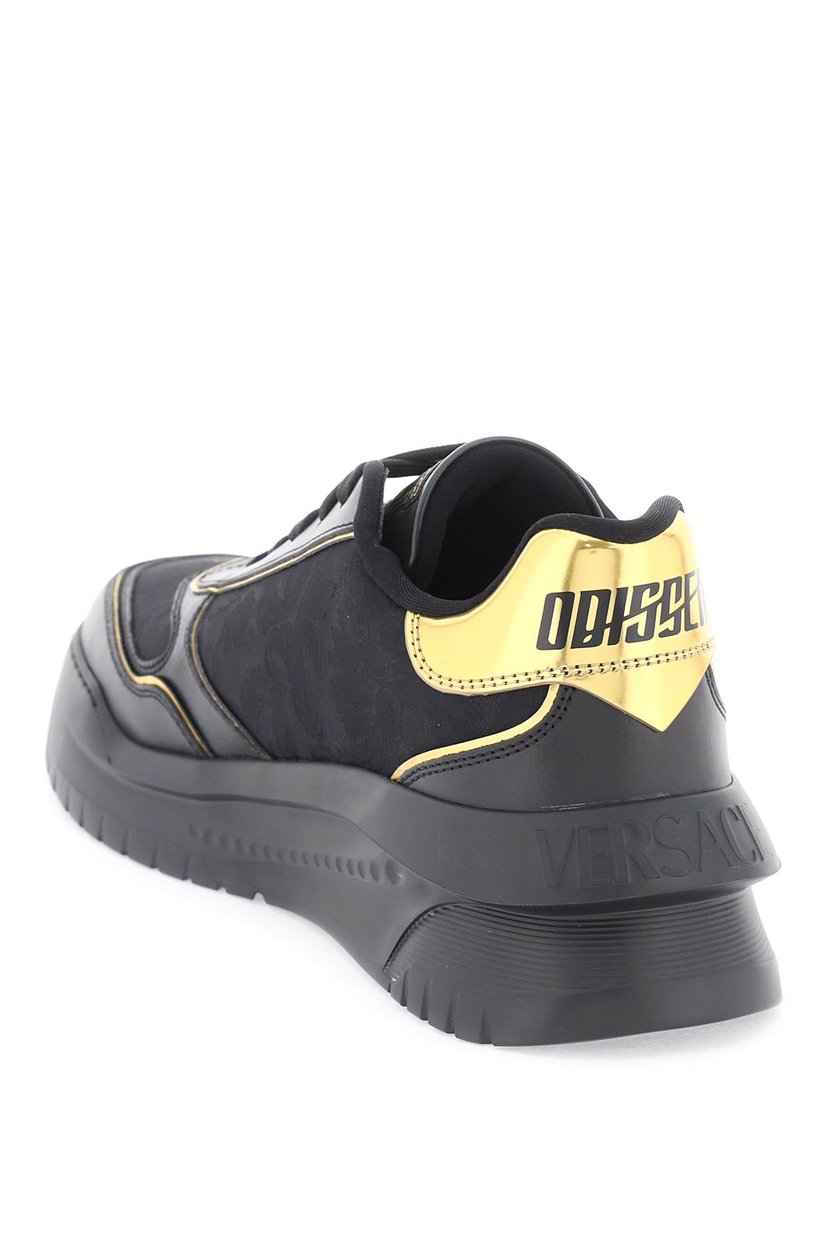 Shop Versace Sneakers Odissea In Black Gold (black)