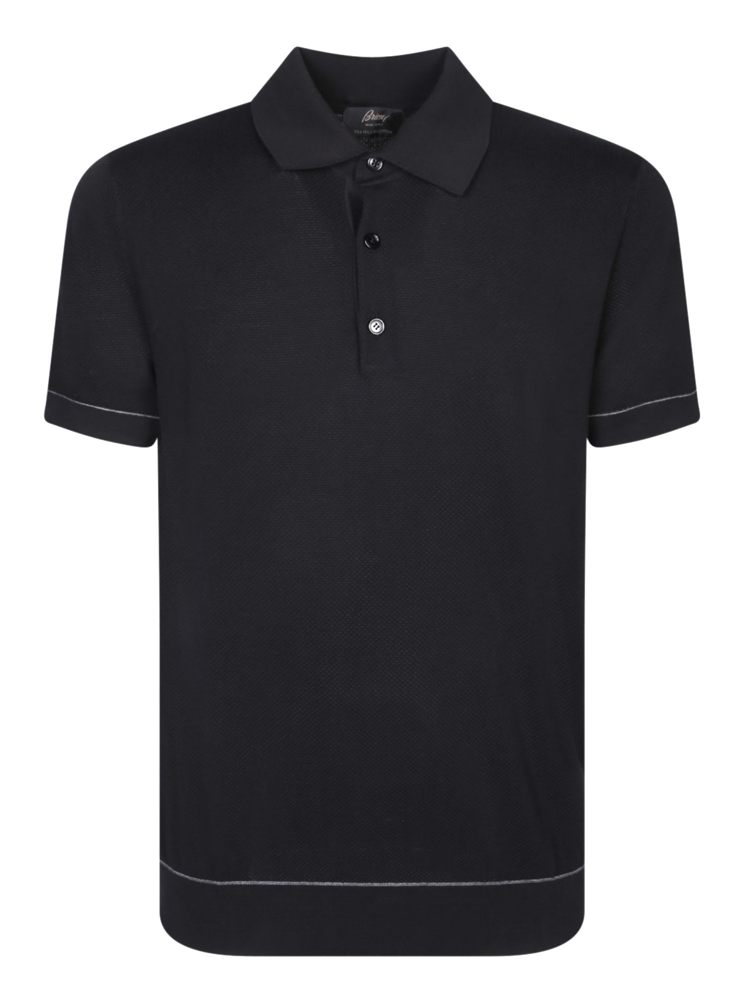 Shop Brioni Sea Island Black Polo Shirt