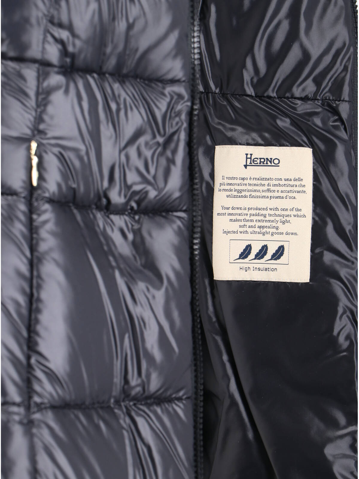 Herno Maxi Puffer Jacket With Belt And High Collar In Blue