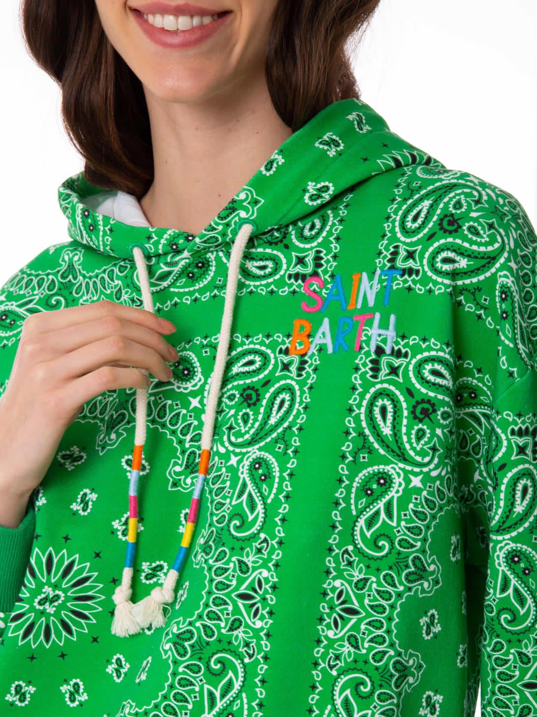 Mc2 Saint Barth Cotton Hoodie With Bandanna Print