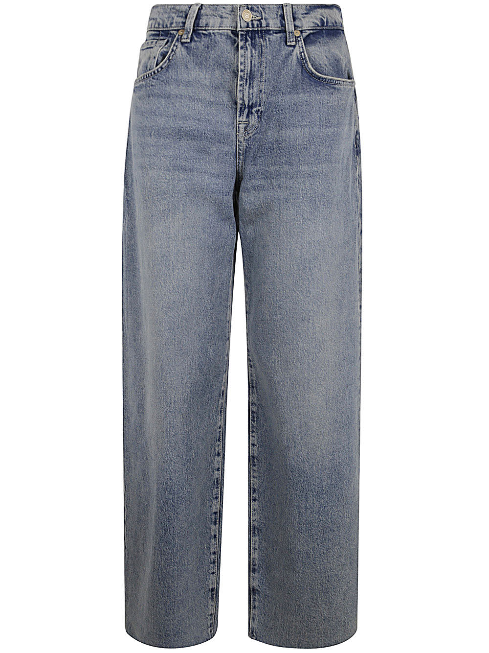 Shop 7 For All Mankind Bonnie Curvilinear Serenade With Raw Cut In Light Blue