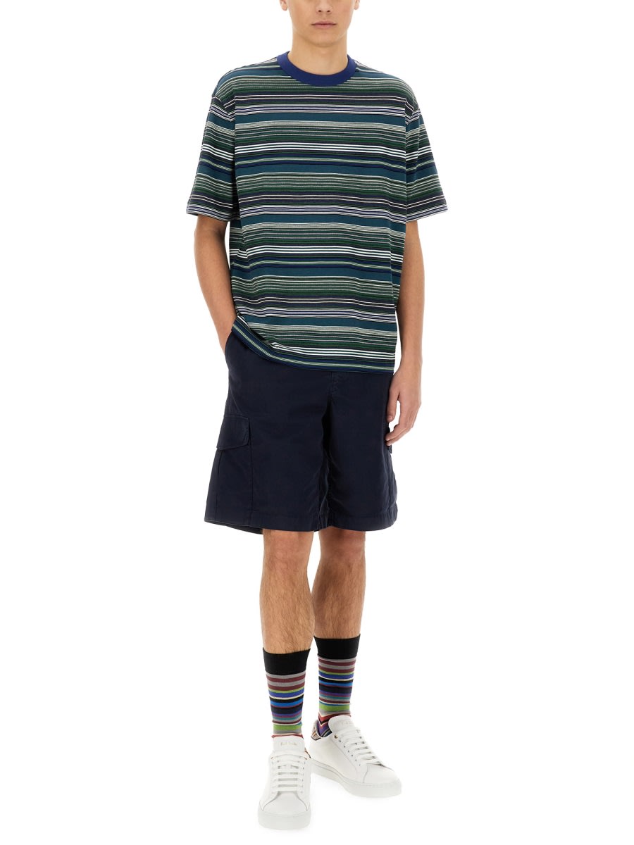 Ps By Paul Smith Ps Paul Smith Mens Multi Yarn-dye Stripe T-shirt In Multicolour