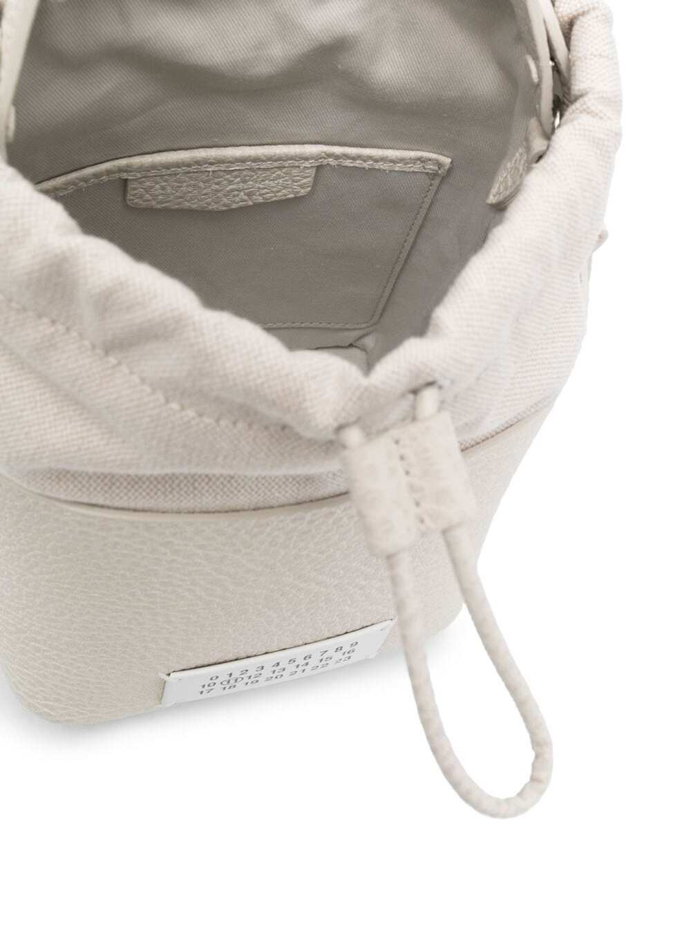 Shop Maison Margiela White 5a Bucket With Chain Adjustable Shoulder Strap In Leather Woman