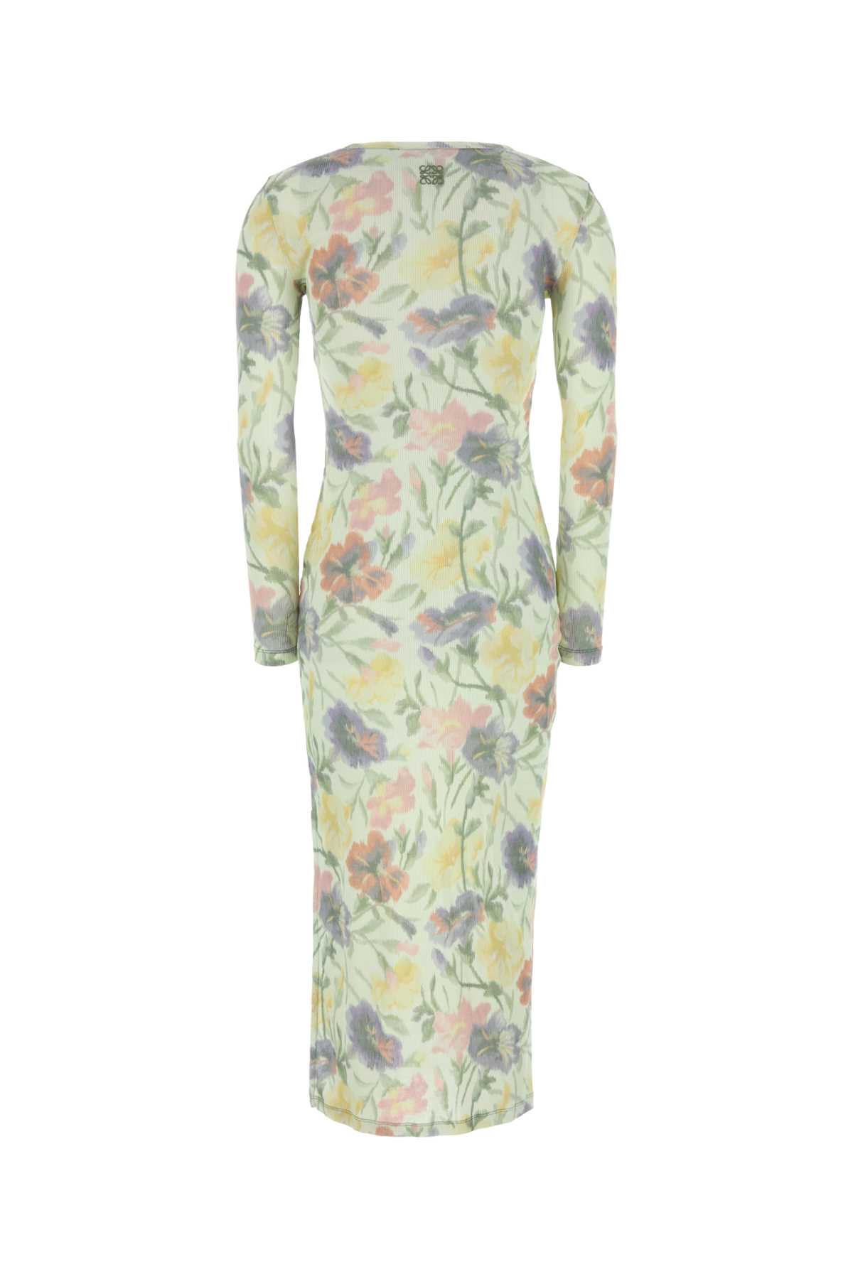 Loewe Floral-print Ribbed Silk And Cotton-blend Midi Dress In Multicolor