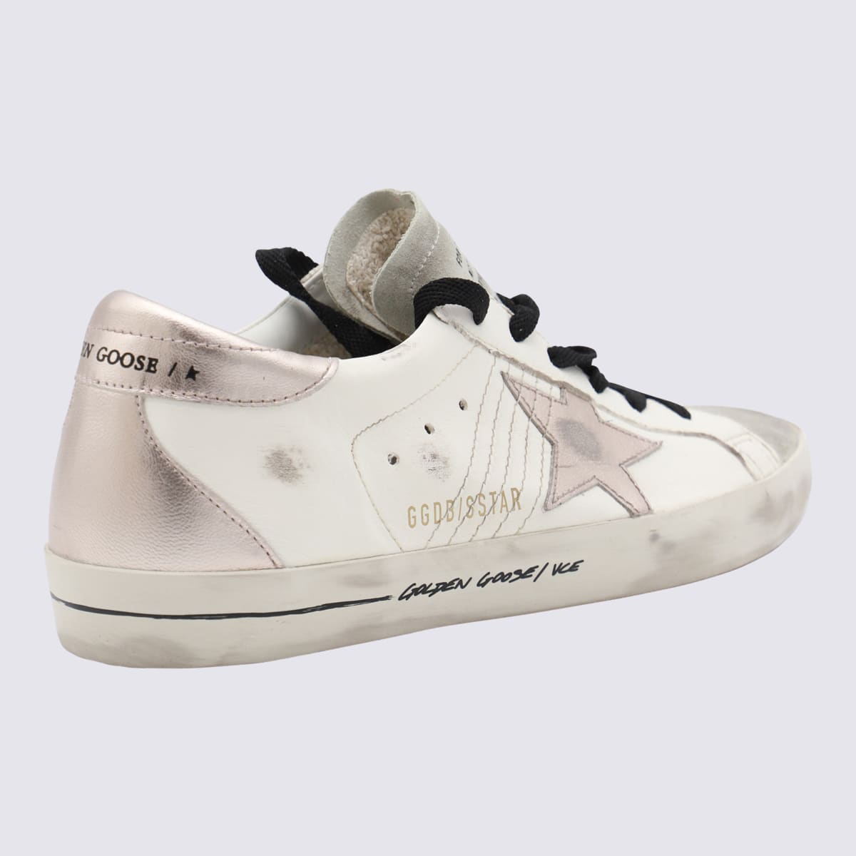 Shop Golden Goose White Leather Super Star Sneakers In White/quartz/ice