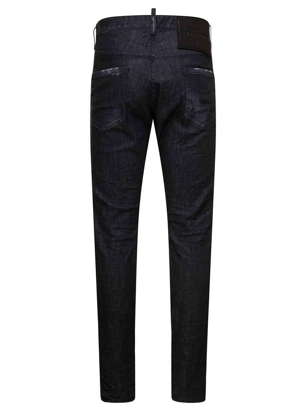 Shop Dsquared2 Cool Guy Black Five Pockets Jeans With Used Wash In Stretch Cotton Denim Man