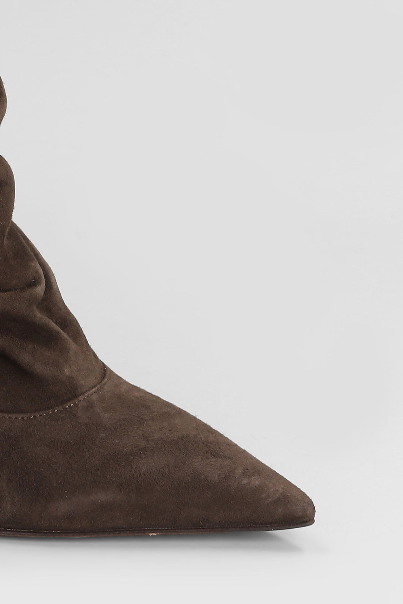 The Seller High Heels Ankle Boots In Dark Brown Suede In Brown