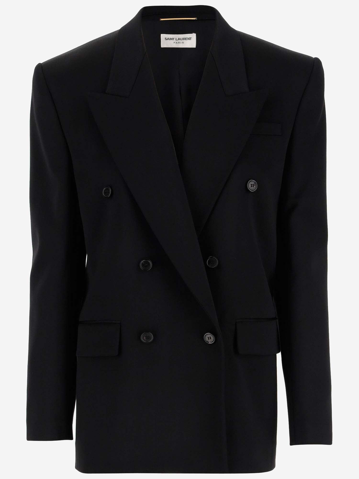 Saint Laurent Oversized Wool Jacket In Black