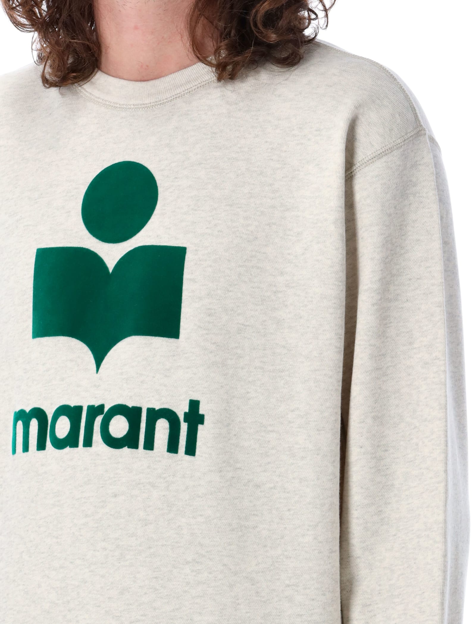 Shop Isabel Marant Mikoy Logo Sweatshirt In Ecru Emerald