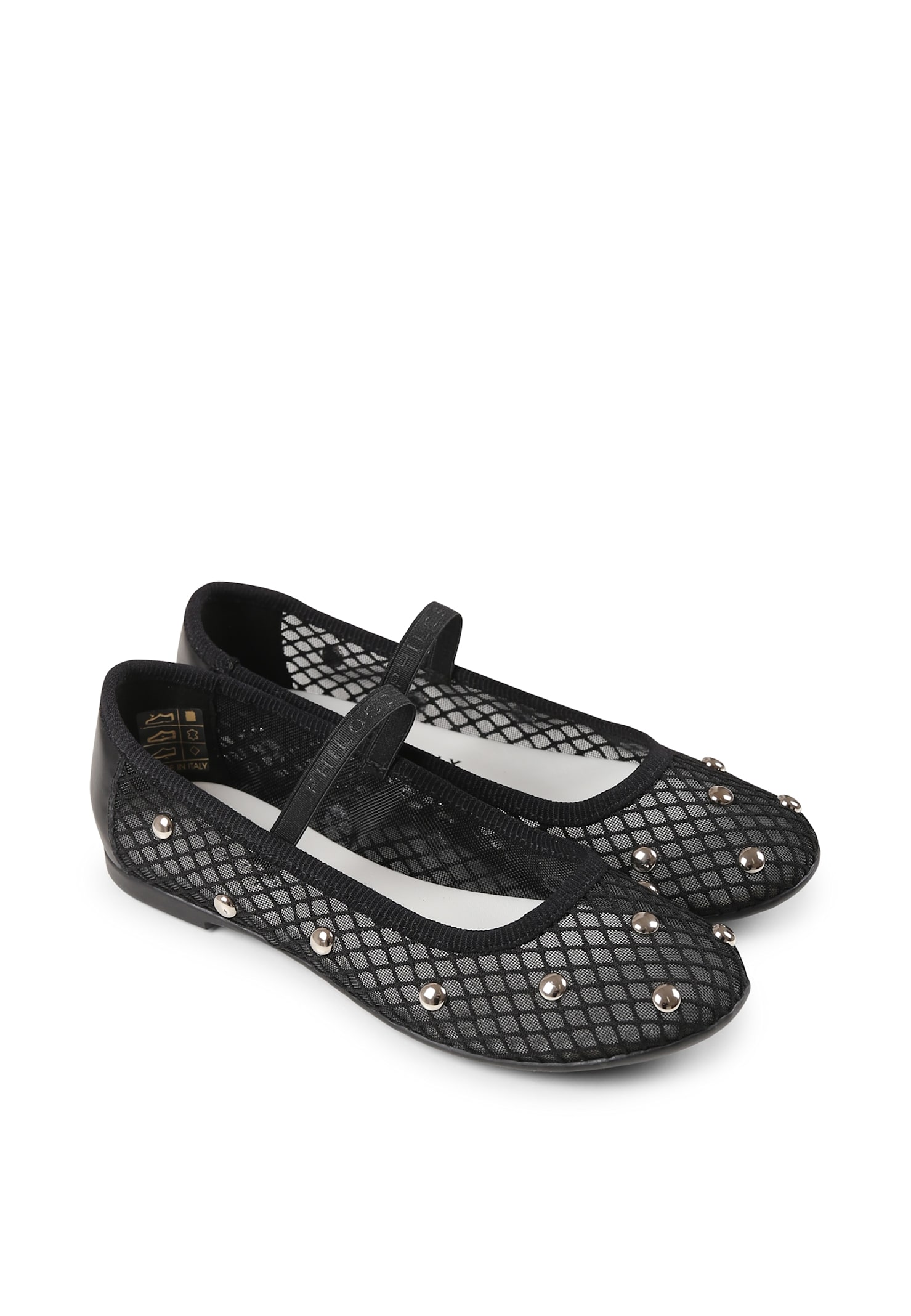 Shop Philosophy Di Lorenzo Serafini Black Ballet Flats For Girl With Studs