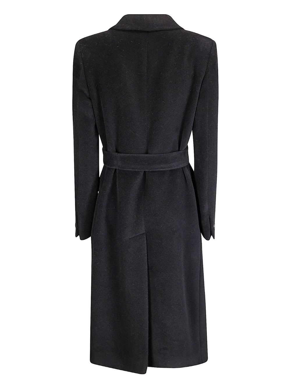 Tagliatore Long Belted Double-breasted Wool Coat In Black