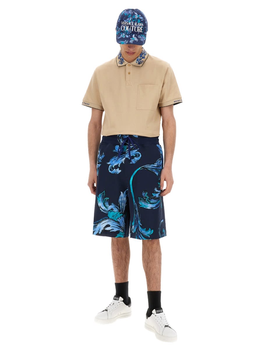 VERSACE JEANS COUTURE POLO SHIRT WITH BAROQUE OUTLINE COLLAR